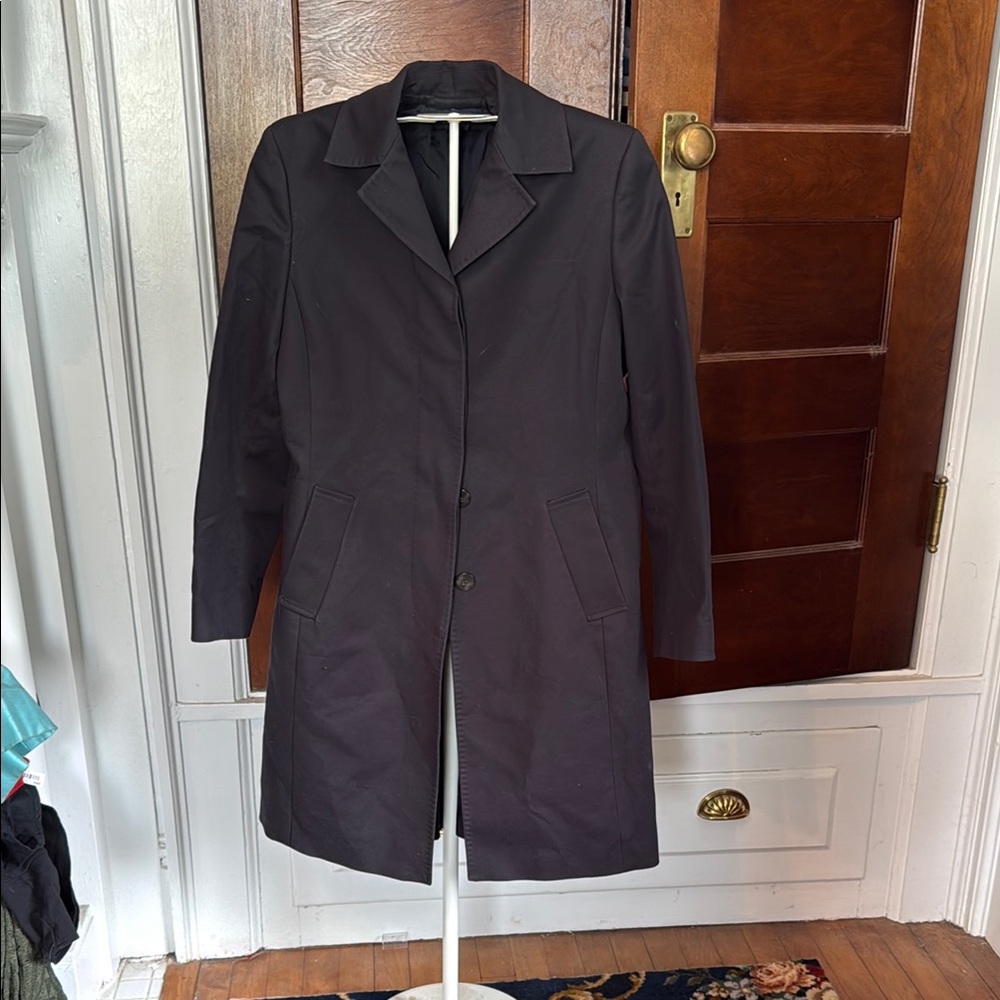 Brooks Brothers Blue Trench Coat Classic Tailored Long